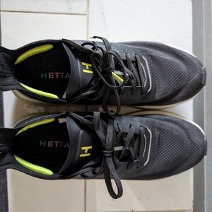 Women's Black Athletic Running Shoes with Neon Accent